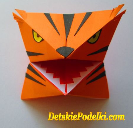 Как сделать тигра из бумаги оригами